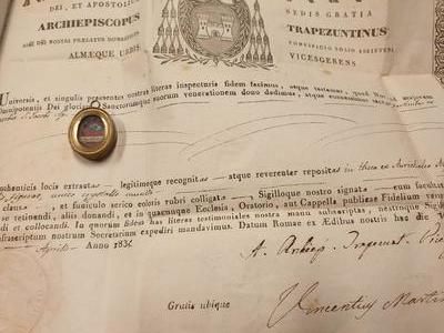 Relic Of St. Jacobus Major Apostle, Ex Ossibus. With The Original Document From 1835.