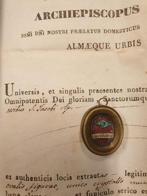 Relic Of St. Jacobus Major Apostle, Ex Ossibus. With The Original Document From 1835.