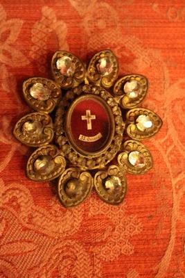 Relic Of The True Cross. en Brass / Gilt / Stones, France 19th century