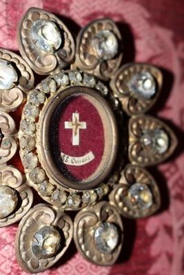 Relic Of The True Cross. en Brass / Gilt / Stones, France 19th century