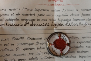 Relic St. Benedicti Jos. Labre Ex Intusio With Document Belgium 19th century