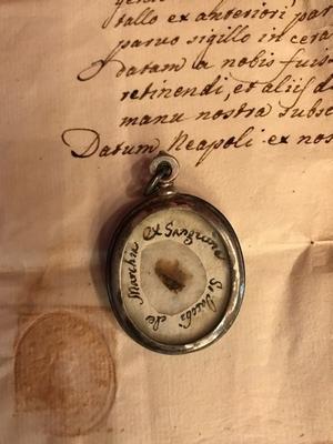 Relic St. Jacobi S Blood With Original Document Italy 1803