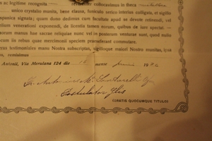 Relic St. Pachalis Baylon Ex Vestimentes With Document Dutch 19th century (1850)