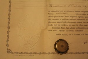 Relic St. Pachalis Baylon Ex Vestimentes With Document Dutch 19th century (1850)