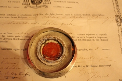 Relic St. Stephani Prof. M. With Document en full silver, Italy 19th century