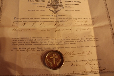 Relic True Cross With Certificate Belgium 19th century (anno about 1860 )