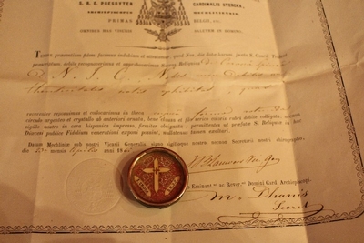 Relic True Cross With Certificate Belgium 19th century (anno about 1860 )