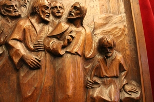 Relief en hand-carved wood oak, Dutch 20th century