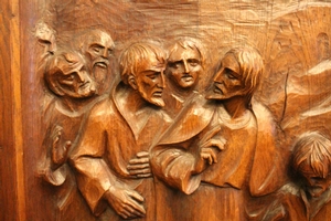 Relief en hand-carved wood oak, Dutch 20th century