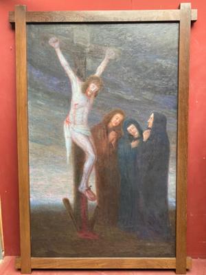Religious Painting Signed : Alidor Lamote en Painted on Linen / Wooden Frame ( Oak ), Belgium  20 th century