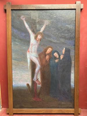 Religious Painting Signed : Alidor Lamote en Painted on Linen / Wooden Frame ( Oak ), Belgium  20 th century