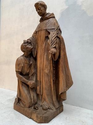 Religious Statue en hand-carved wood / PROFESSIONALLY PRESERVED, Dutch 19th century