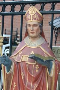 Religious Statue en plaster polychrome, Belgium 19th century