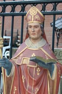 Religious Statue en plaster polychrome, Belgium 19th century