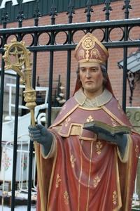 Religious Statue en plaster polychrome, Belgium 19th century