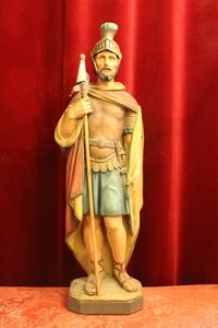 Religious Statue en plaster polychrome, Belgium 19th century