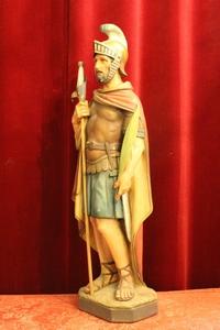 Religious Statue en plaster polychrome, Belgium 19th century