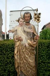 Religious Statue en wood polychrome, France 19th century