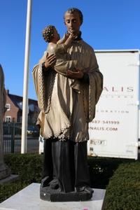 Religious Statue St. Aloysius en plaster polychrome, France 19th century