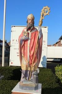 Religious Statue St. Eligius en plaster polychrome, France 19th century