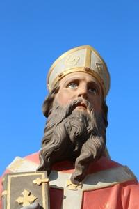 Religious Statue St. Eligius en plaster polychrome, France 19th century