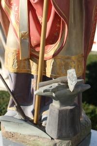 Religious Statue St. Eligius en plaster polychrome, France 19th century