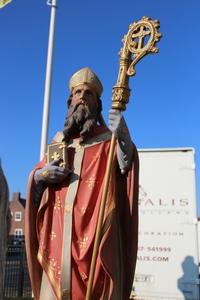 Religious Statue St. Eligius en plaster polychrome, France 19th century