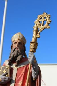 Religious Statue St. Eligius en plaster polychrome, France 19th century