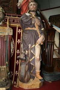 Religious Statue St. Rochus en Terra-Cotta, France 19th century