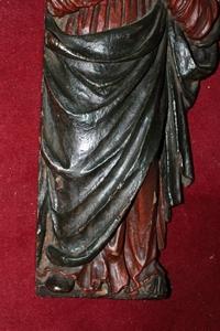 Religous Statue St. John en wood polychrome, Flemish 16 th century