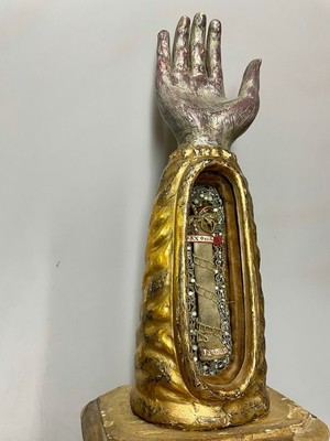 Reliquary - Arm Ex Ossibus Relic : Beate B....Rardi en Wood / Glass / Wax Sealed, Germany 18 th century ( Anno 1880 )