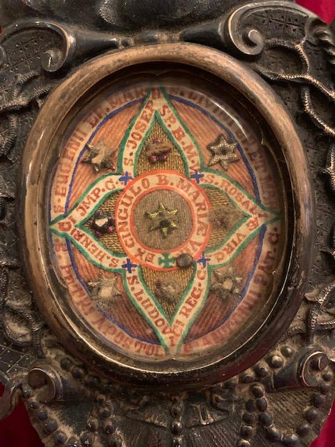 1 Reliquary Baroque Relics Of St. Mary & St. Joseph / St. Petrus Ap. / St. Antonius Of Padua Conf. / St. Eugenius Mart. / St. Livinus Mart. / St. Rosalia Virg. / St. Henricus Imp. / St. Ludovicus-Louis Regis .