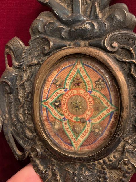 1 Reliquary Baroque Relics Of St. Mary & St. Joseph / St. Petrus Ap. / St. Antonius Of Padua Conf. / St. Eugenius Mart. / St. Livinus Mart. / St. Rosalia Virg. / St. Henricus Imp. / St. Ludovicus-Louis Regis .