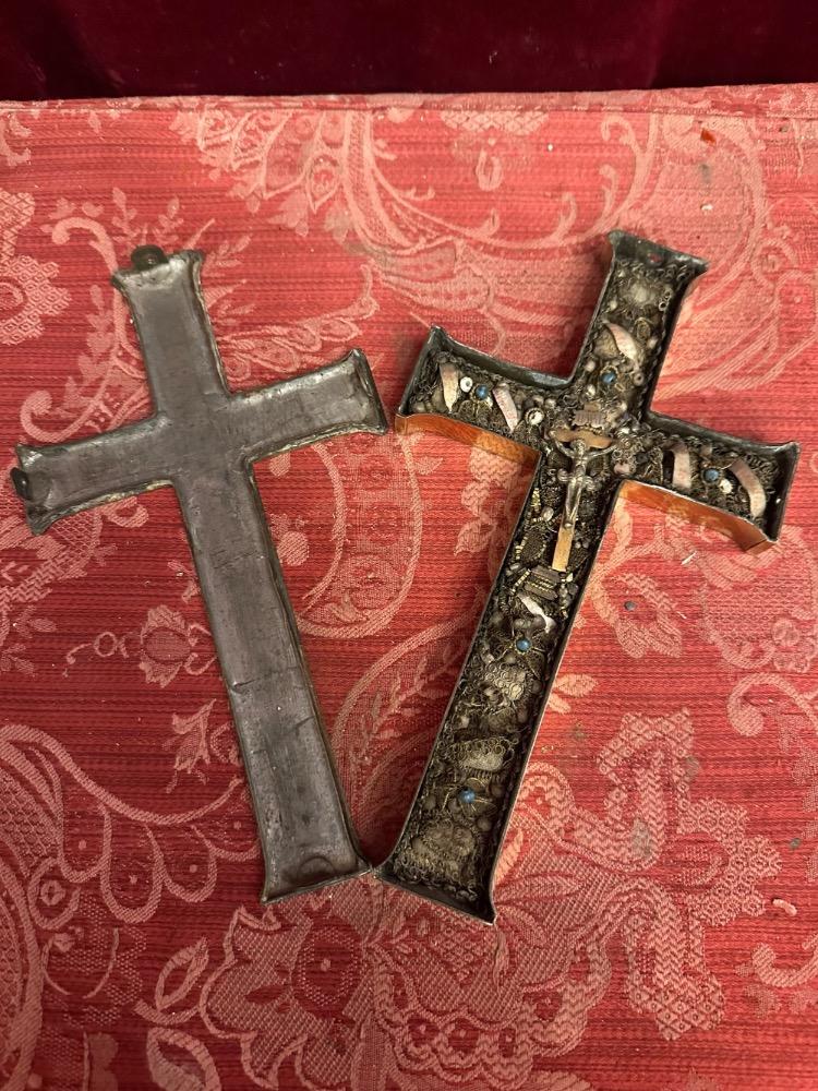 1  Reliquary - Cross Containing Multiple First - Class ( Ex Ossibus ) Relics Of Early Saints ( Difficult To Read )