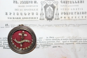 Reliquary Of The True Cross Originally Sealed With Document Rome Italy  19th century (1852)