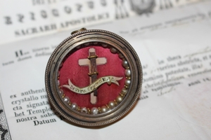 Reliquary Of The True Cross Originally Sealed With Document Rome Italy  19th century (1852)