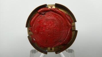 Reliquary - Relic 12 Sepulcre B.M.V.  en Brass / Glass / Wax Seal , Belgium 19 th century