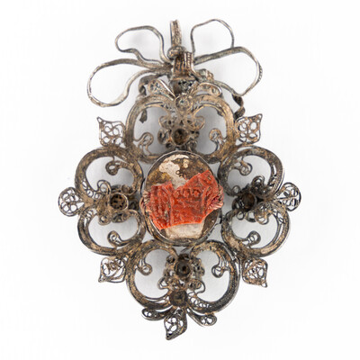 Reliquary - Relic  en Silver / Filigree / Glass Originally Sealed,