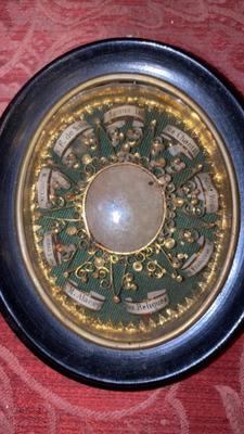 Reliquary - Relic en Wood / Glass / Wax Sealed, Belgium 19th century