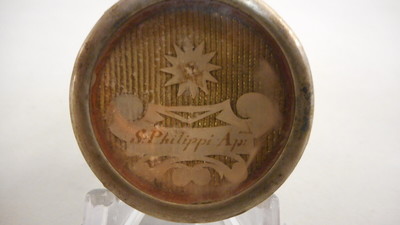 Reliquary - Relic Apostle Philippus With Original Document en Brass / Glass / Wax Seal, Belgium 19 th century