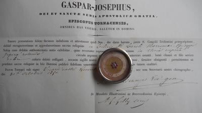 Reliquary - Relic Carolus Borromeus With Original Document 19 th century