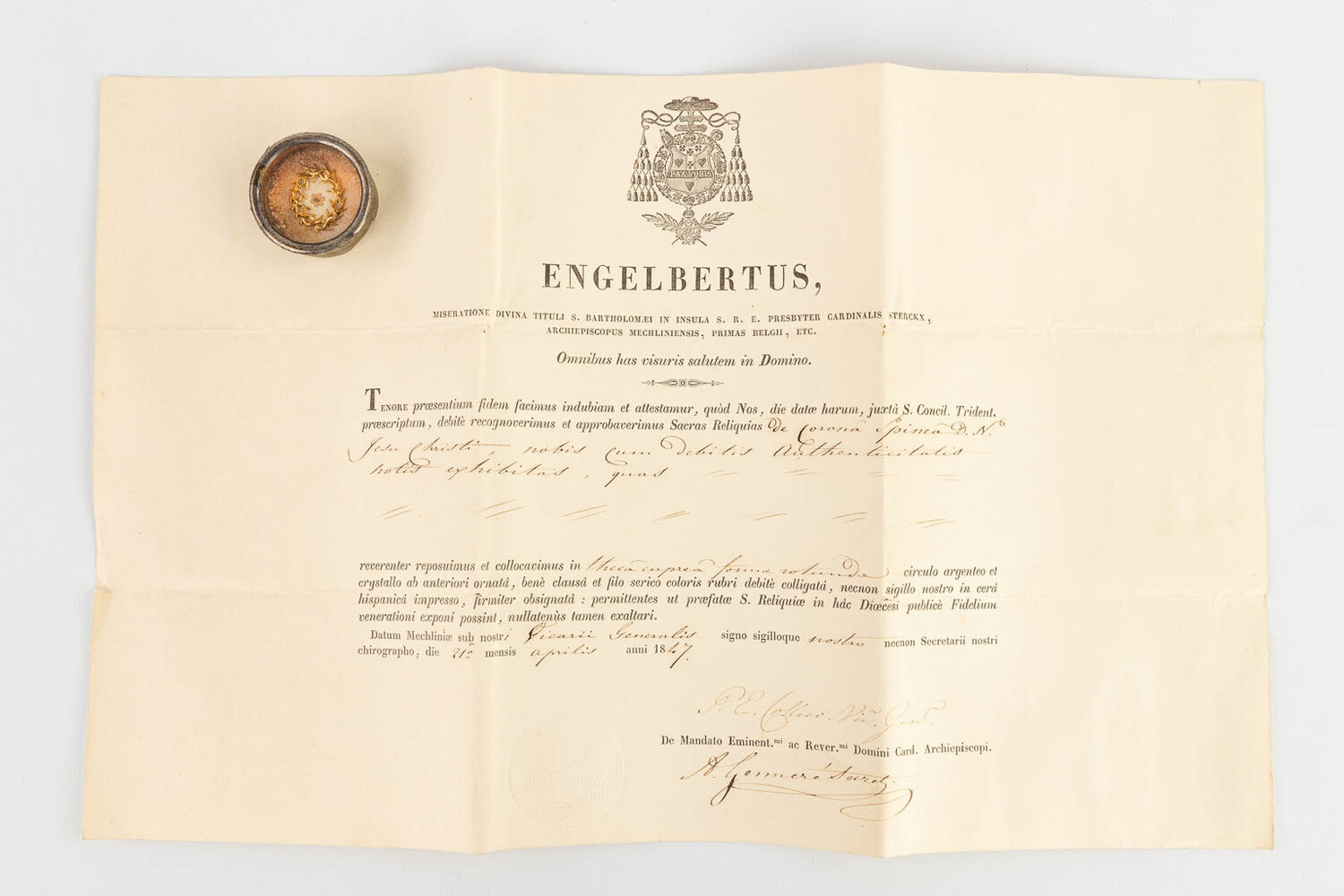 1  Reliquary - Relic  Corona Spinea Domini Nostri Jesu-Christi With Original Document