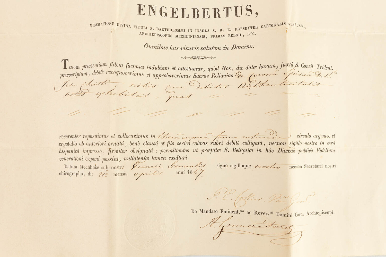 1  Reliquary - Relic  Corona Spinea Domini Nostri Jesu-Christi With Original Document