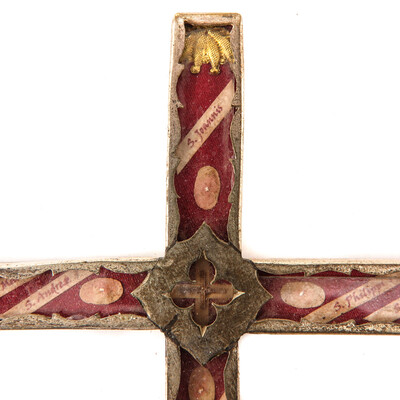 Reliquary - Relic Cross With 12 Apostles And True Cross Relic 19 th century