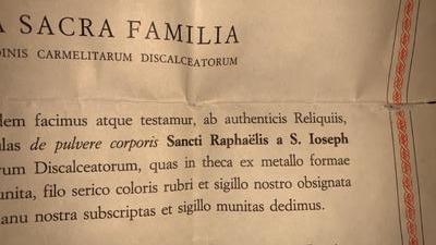 Reliquary - Relic De Pulvere Corporis S. Raphaelis A S. Joseph Kalinowski With Document en Brass / Glass / Originally Sealed, Italy  20th century ( 1991 )