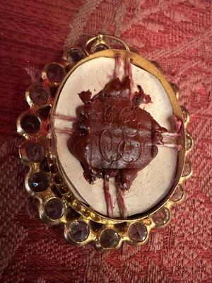 Reliquary - Relic Ex Bernardus & St. Thomas Of Canterbury en Brass / Glass / Stones, France 19 th century