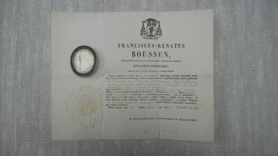 Reliquary - Relic Ex Camisia St. Philomena With Original Document Belgium  19 th century