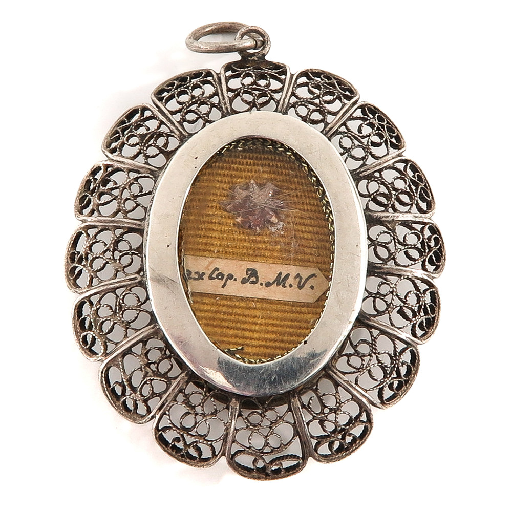 1  Reliquary - Relic Ex Capillis ( Hair ) B.M.V. With Original Document