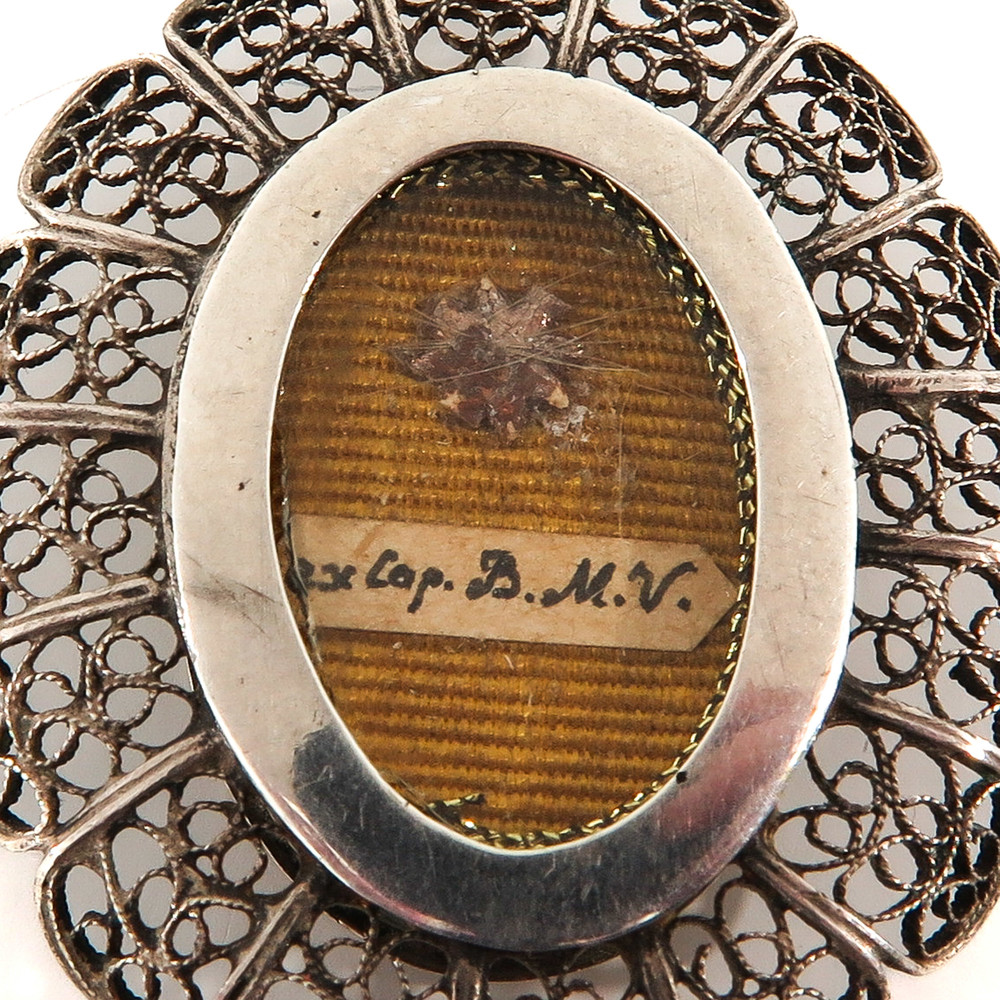1  Reliquary - Relic Ex Capillis ( Hair ) B.M.V. With Original Document