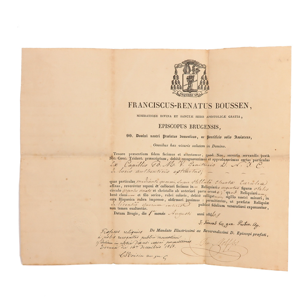1  Reliquary - Relic Ex Capillis ( Hair ) B.M.V. With Original Document